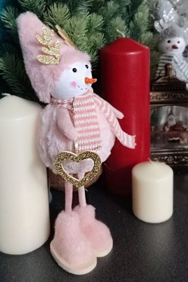 Снеговик на ножках 30 см розовый