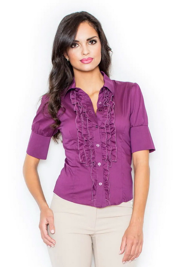 Женские блузки производство. Рубашка Figl m025. Фиолетовая блузка. Блузка сиреневая женская. Яркая блузка.