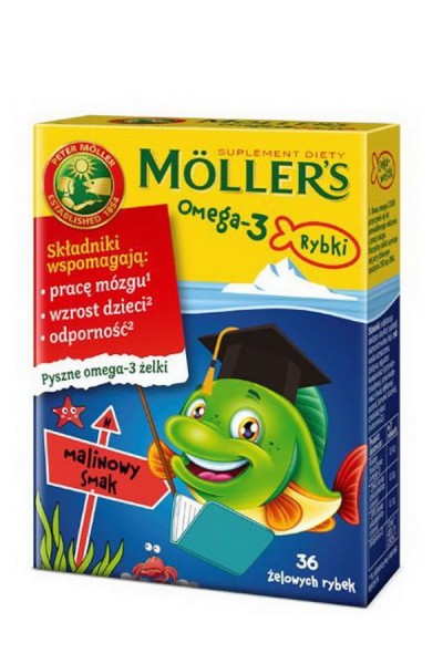 MOLLER'S Omega-3 Rybki - малина - 36 шт МСК