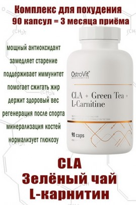 OstroVit CLA + Zielona Herbata + L-Karnityna 90 kaps - ЗЕЛЁНЫЙ ЧАЙ-КАРНИТИН